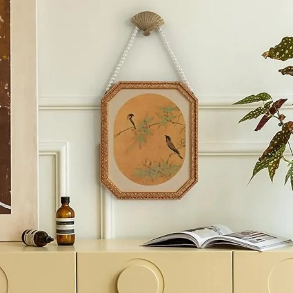 NIB Vintage Framed Fabric Wall Art | Chinese Bird Canvas Print | Ready to Hang |